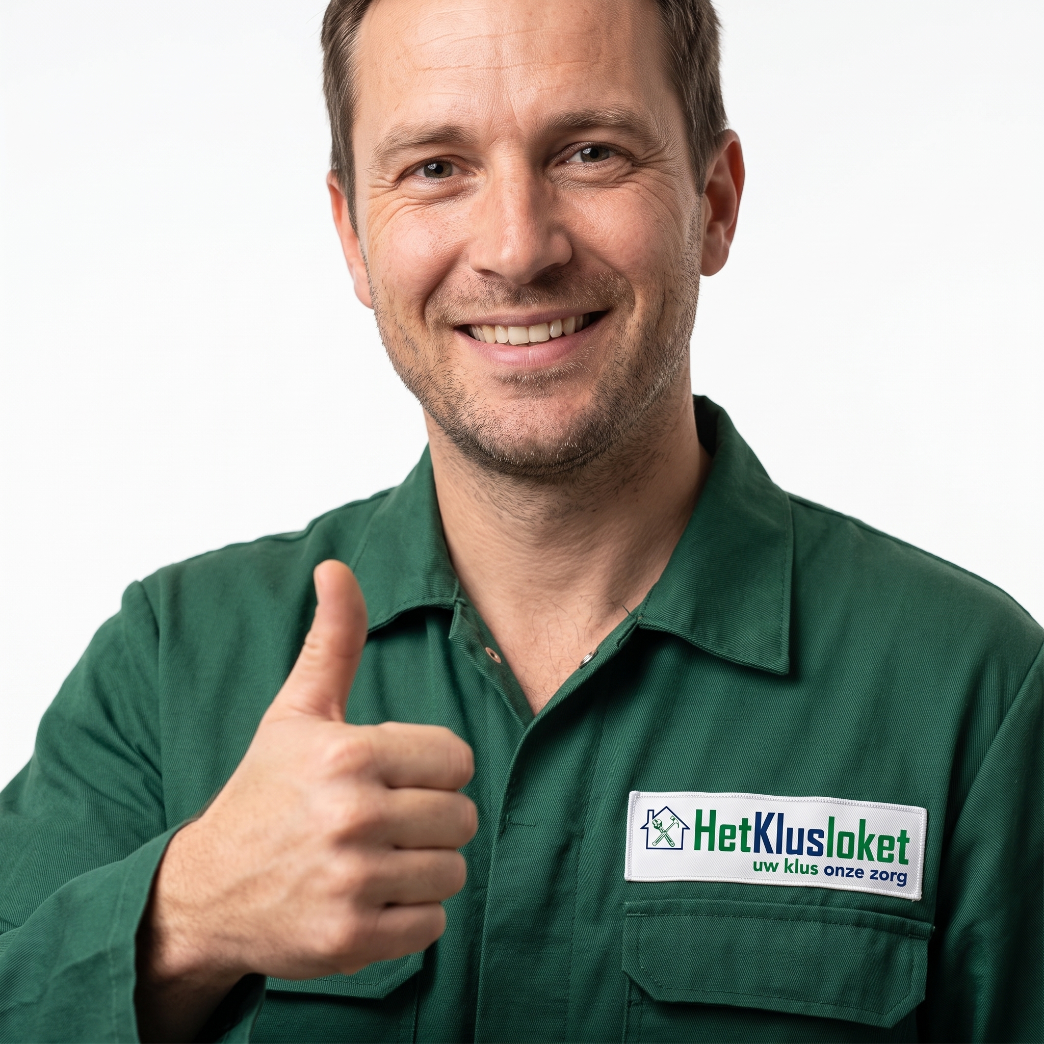 Een klusjesman van het klusloket steekt zijn duim op.